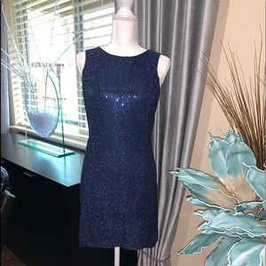 Rhapsody dark sequin  blue party mini dress
